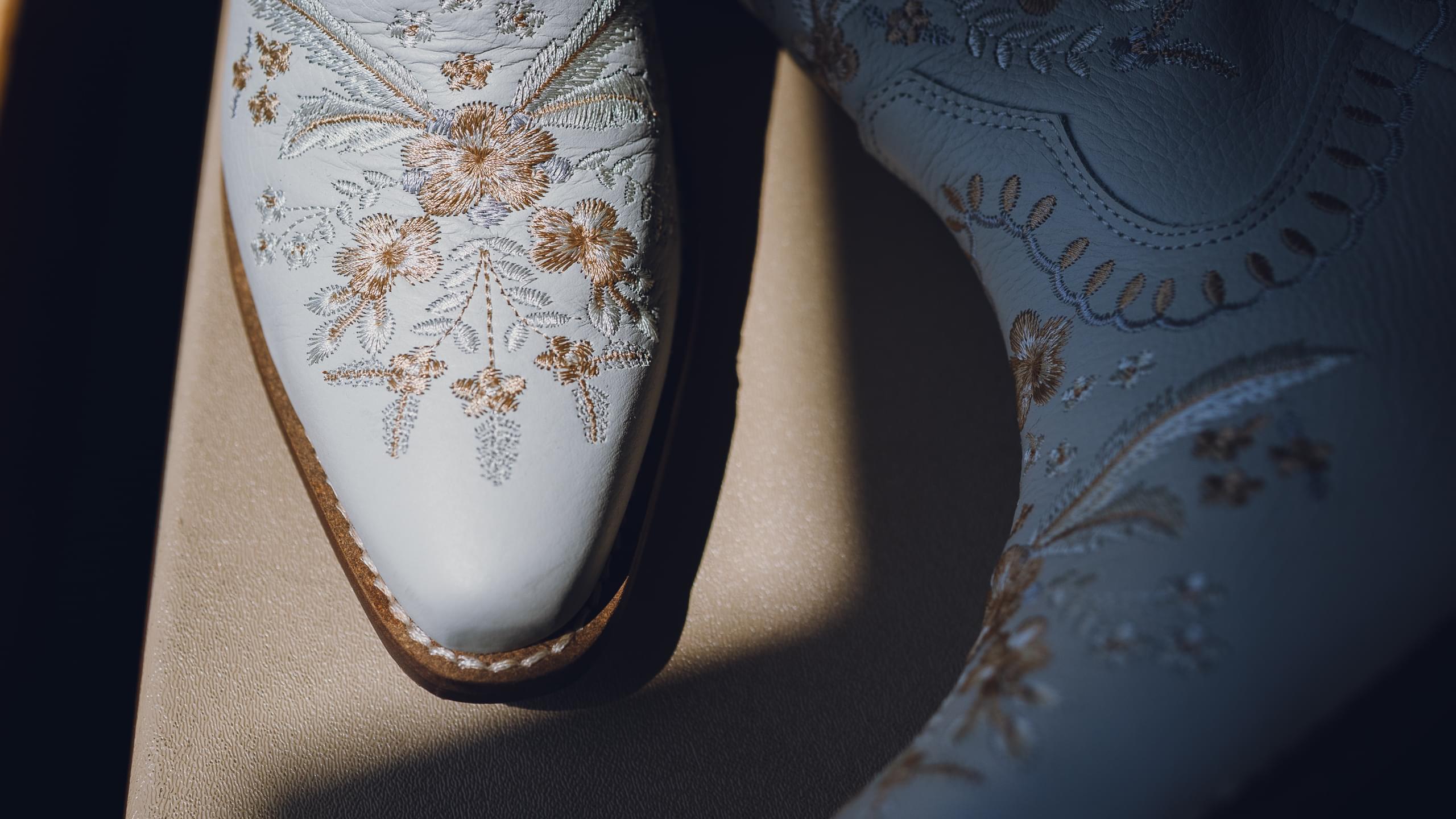 Annali's wedding cowboy boots detail