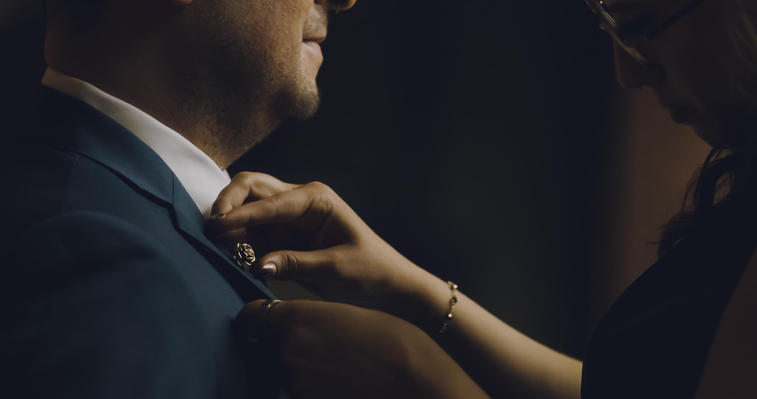 Bryce and Ridge preparing separately before their intimate fall wedding